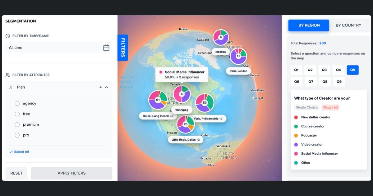 Customer feedback mapped on a world map by region